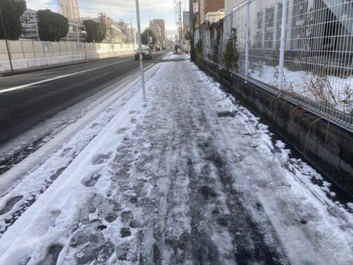 通勤途中の雪道