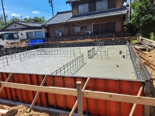 岐阜市Ｙ様邸～基礎配筋・基礎ベースコンクリート打設